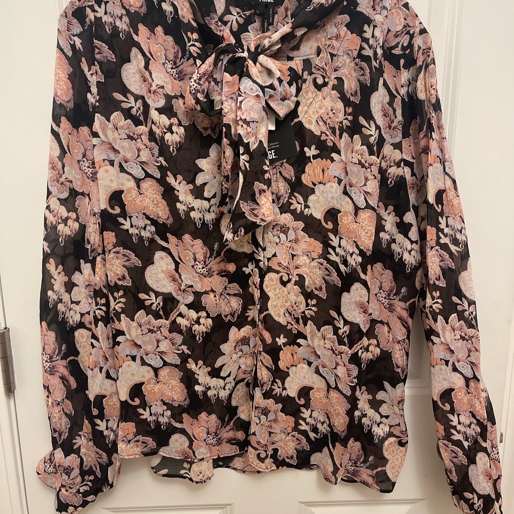 NWT Paige Kirstie Black Floral Silk Blouse as seen on SNL